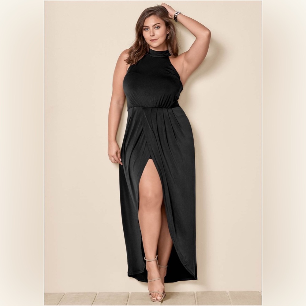 Venus high neck black dress
